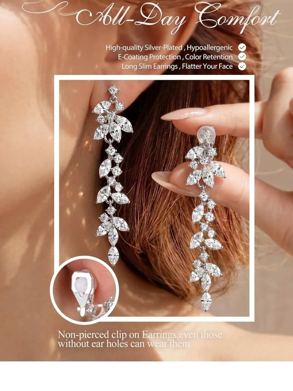 Crystal Bridal Necklace and Earring Set in Silver CLIP OR PIERCED  EARRINGS